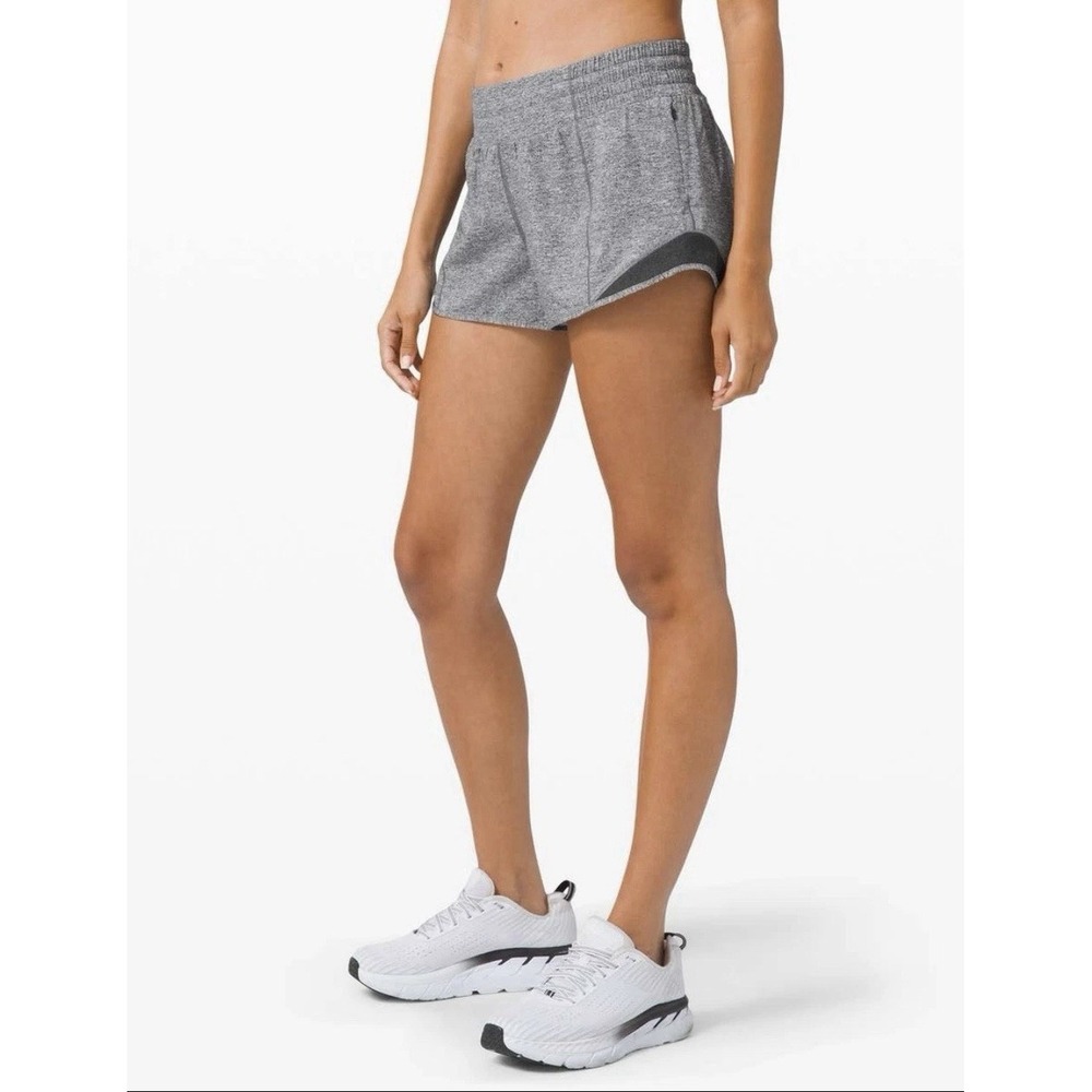 Lululemon Hotty Hot High Rise Lined Short 4" HeatherLux Multi Black Women's 4